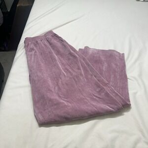 Alfred Dunner‎ Woman 16W Pink Velour Pull On Pants Stretch Elastic Waist